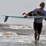 dad and child surfing