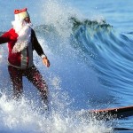 santa surfing