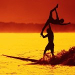 sunset surfing tandem