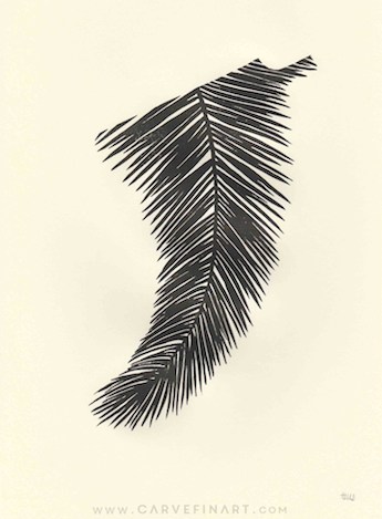 Palm Leaf Fin - Carve Fin Art-LinocutSurfFinArt