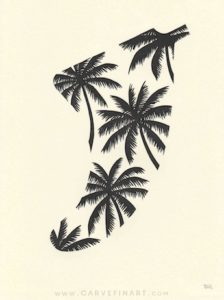 Palm Tree Fin - Carve Fin Art-LinocutSurfFinArt