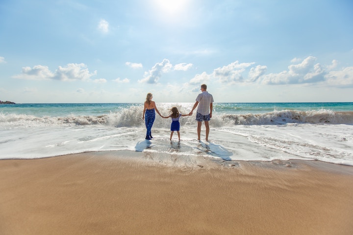 family at the beach