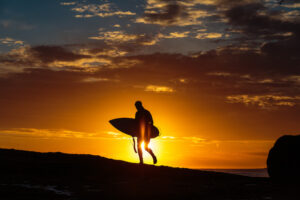sunset surfer east coast england
