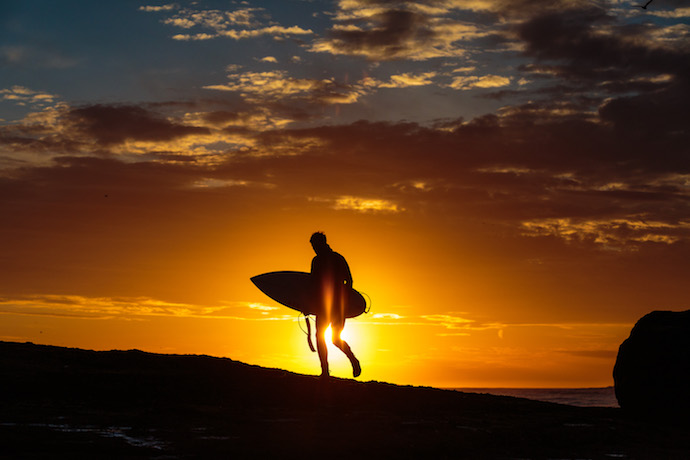 sunset surfer east coast england