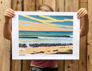 Ingrid Nuss holding J Bay Lockdown print optimised