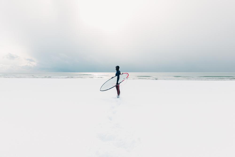 Surfer in the snow